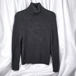 Banana Republic Sweater Woman Extra Small Black Cotton Blend Turtleneck Long Sle